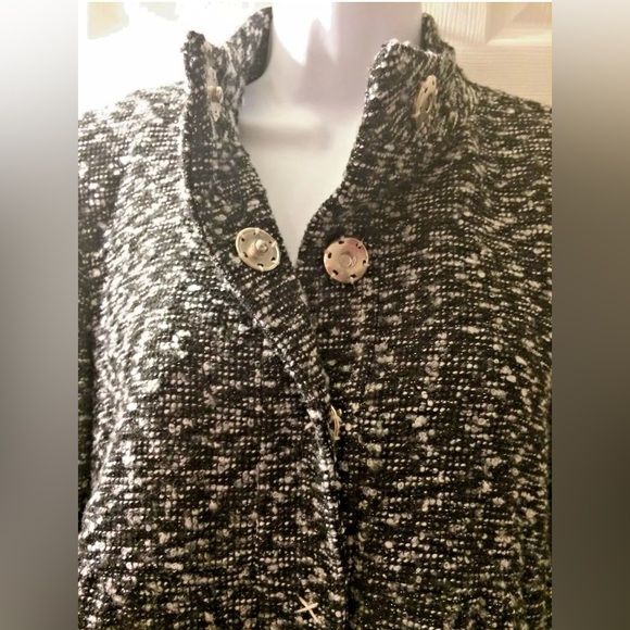 WALTER BAKER Tweed Jacket Coat Black Gary Wool Blends Marled Knit Snap Closure - Picture 3 of 12